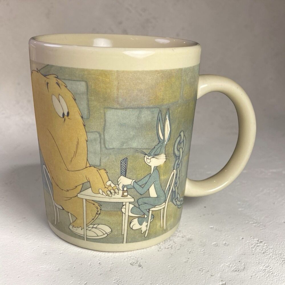 Vintage 1991 WB Studio Store Hair Raising Hare Mug Bugs Bunny Gossamer